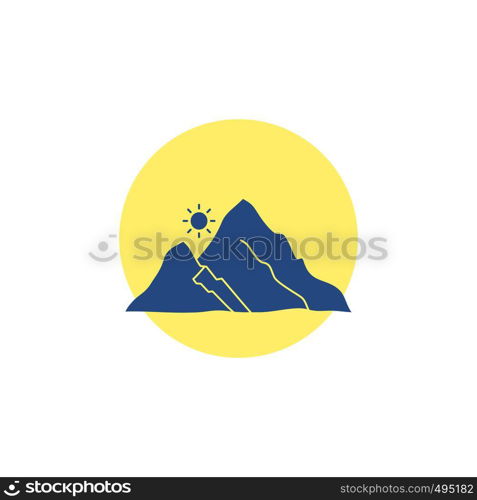 mountain, landscape, hill, nature, sun Glyph Icon.. Vector EPS10 Abstract Template background