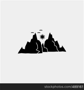mountain, landscape, hill, nature, sun Glyph Icon. Vector isolated illustration. Vector EPS10 Abstract Template background