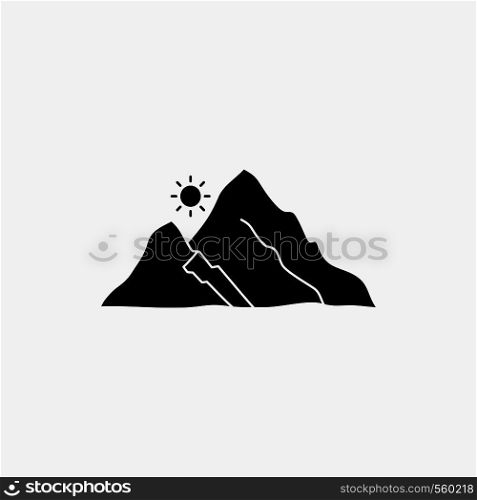 mountain, landscape, hill, nature, sun Glyph Icon. Vector isolated illustration. Vector EPS10 Abstract Template background