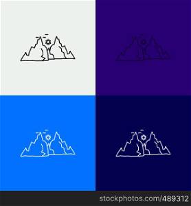 mountain, landscape, hill, nature, sun Icon Over Various Background. Line style design, designed for web and app. Eps 10 vector illustration. Vector EPS10 Abstract Template background