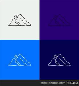 mountain, landscape, hill, nature, sun Icon Over Various Background. Line style design, designed for web and app. Eps 10 vector illustration. Vector EPS10 Abstract Template background