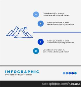 mountain, landscape, hill, nature, sun Infographics Template for Website and Presentation. Line Blue icon infographic style vector illustration. Vector EPS10 Abstract Template background