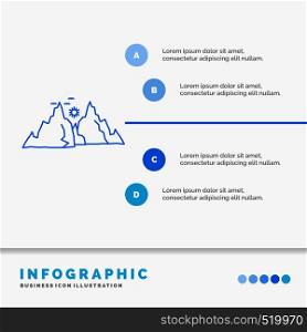 mountain, landscape, hill, nature, sun Infographics Template for Website and Presentation. Line Blue icon infographic style vector illustration. Vector EPS10 Abstract Template background