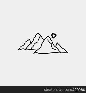 mountain, landscape, hill, nature, sun Line Icon. Vector isolated illustration. Vector EPS10 Abstract Template background