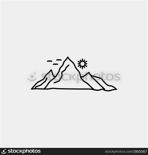 mountain, landscape, hill, nature, sun Line Icon. Vector isolated illustration. Vector EPS10 Abstract Template background