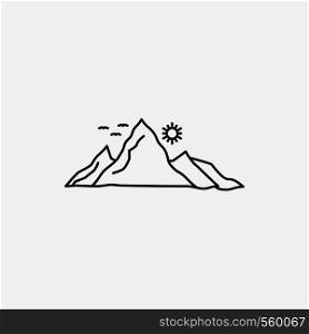 mountain, landscape, hill, nature, sun Line Icon. Vector isolated illustration. Vector EPS10 Abstract Template background