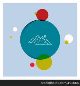 mountain, landscape, hill, nature, sun White Line Icon colorful Circle Background. Vector EPS10 Abstract Template background