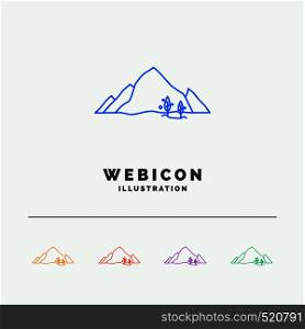 mountain, landscape, hill, nature, tree 5 Color Line Web Icon Template isolated on white. Vector illustration. Vector EPS10 Abstract Template background