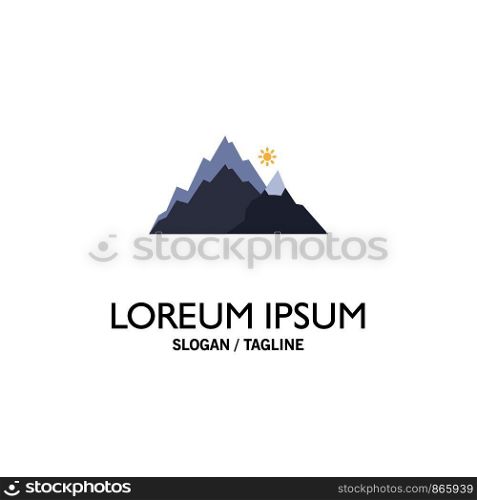 mountain, landscape, hill, nature, tree Flat Color Icon Vector