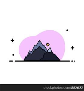 mountain, landscape, hill, nature, tree Flat Color Icon Vector