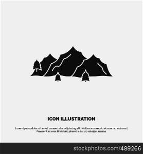 mountain, landscape, hill, nature, tree Icon. glyph vector gray symbol for UI and UX, website or mobile application. Vector EPS10 Abstract Template background