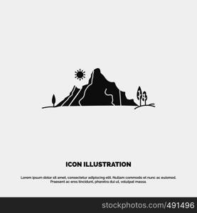 mountain, landscape, hill, nature, tree Icon. glyph vector gray symbol for UI and UX, website or mobile application. Vector EPS10 Abstract Template background