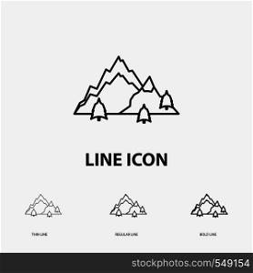 mountain, landscape, hill, nature, tree Icon in Thin, Regular and Bold Line Style. Vector illustration. Vector EPS10 Abstract Template background