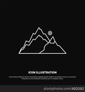 mountain, landscape, hill, nature, tree Icon. Line vector symbol for UI and UX, website or mobile application. Vector EPS10 Abstract Template background