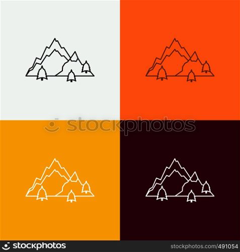 mountain, landscape, hill, nature, tree Icon Over Various Background. Line style design, designed for web and app. Eps 10 vector illustration. Vector EPS10 Abstract Template background