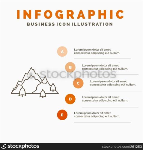 mountain, landscape, hill, nature, tree Infographics Template for Website and Presentation. Line Gray icon with Orange infographic style vector illustration