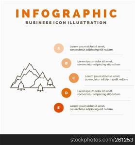 mountain, landscape, hill, nature, tree Infographics Template for Website and Presentation. Line Gray icon with Orange infographic style vector illustration