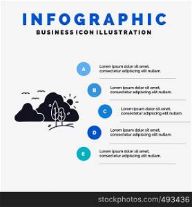 mountain, landscape, hill, nature, tree Infographics Template for Website and Presentation. GLyph Gray icon with Blue infographic style vector illustration.. Vector EPS10 Abstract Template background