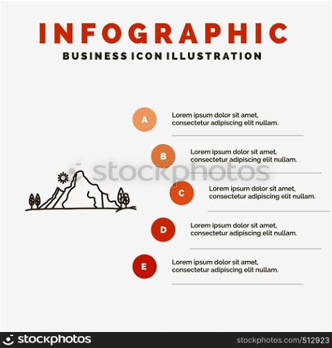 mountain, landscape, hill, nature, tree Infographics Template for Website and Presentation. Line Gray icon with Orange infographic style vector illustration. Vector EPS10 Abstract Template background
