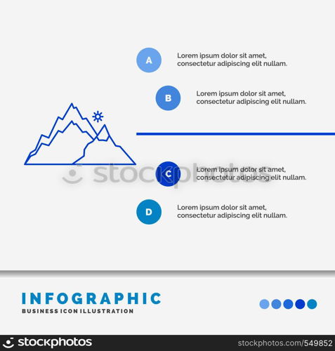 mountain, landscape, hill, nature, tree Infographics Template for Website and Presentation. Line Blue icon infographic style vector illustration. Vector EPS10 Abstract Template background