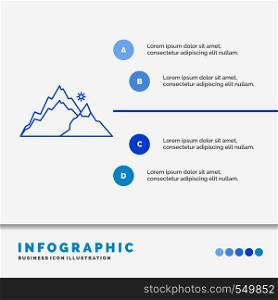 mountain, landscape, hill, nature, tree Infographics Template for Website and Presentation. Line Blue icon infographic style vector illustration. Vector EPS10 Abstract Template background