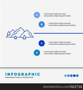 mountain, landscape, hill, nature, tree Infographics Template for Website and Presentation. Line Blue icon infographic style vector illustration. Vector EPS10 Abstract Template background