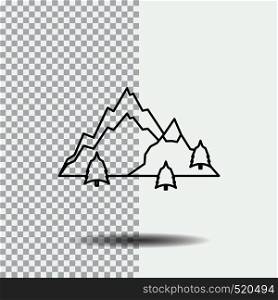 mountain, landscape, hill, nature, tree Line Icon on Transparent Background. Black Icon Vector Illustration. Vector EPS10 Abstract Template background