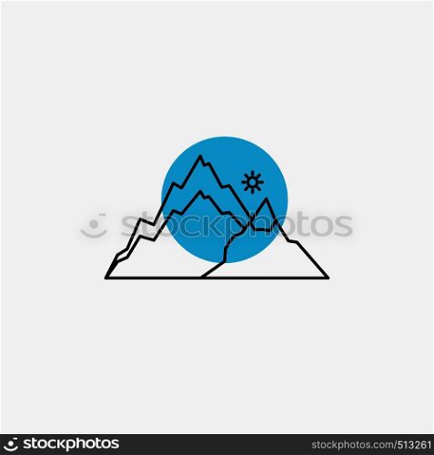 mountain, landscape, hill, nature, tree Line Icon. Vector EPS10 Abstract Template background