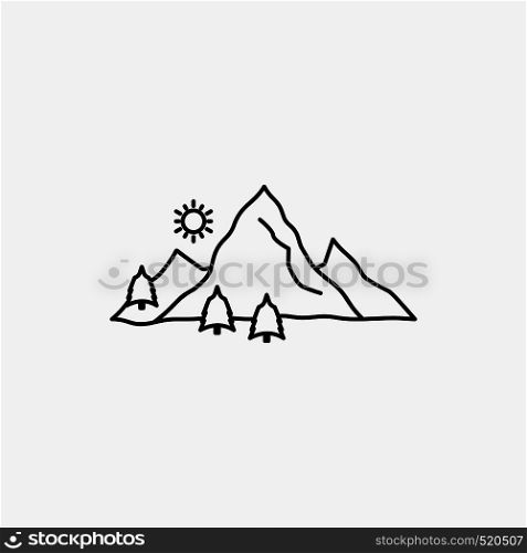 mountain, landscape, hill, nature, tree Line Icon. Vector isolated illustration. Vector EPS10 Abstract Template background