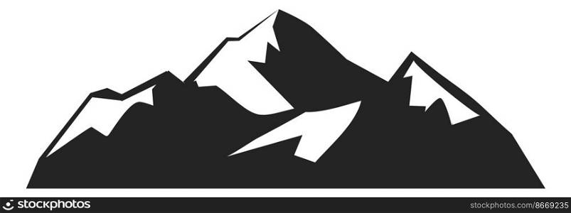 Mountain landscape icon. Sharp peaks range logo in vintage style isolated on white background. Mountain landscape icon. Sharp peaks range logo in vintage style