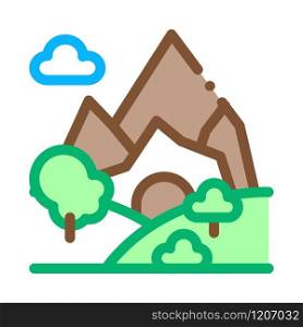 Mountain Landscape Icon Vector. Outline Mountain Landscape Sign. Isolated Contour Symbol Illustration. Mountain Landscape Icon Vector Outline Illustration