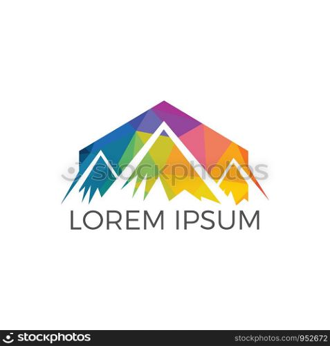 Mountain landscape logo design. Hiking travel and adventure concept design.