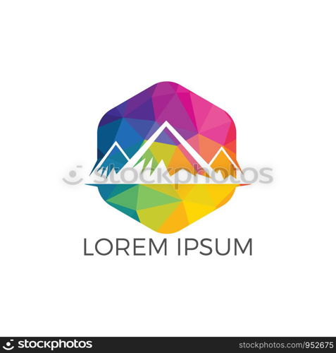 Mountain landscape logo design. Hiking travel and adventure concept design.