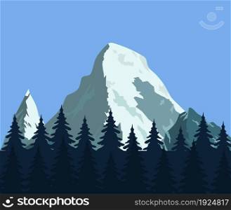Mountain landscape with forest and rocks. travel, tourism, hiking and trekking concept. Mountain landscape with forest and rocks