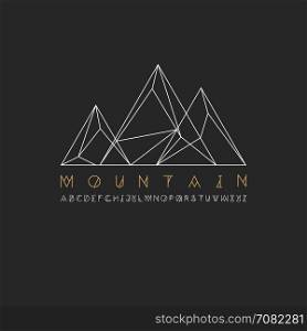 Mountain line icon, outline vector logo illustration, linear pictogram isolated on black. With thin line alphabet for your headline.