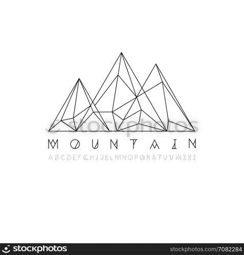 Mountain line icon, outline vector logo illustration, linear pictogram isolated on white. With thin line alphabet for your headline.