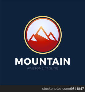 Mountain logo design red circle Royalty Free Vector Image