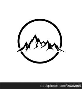 Mountain Logo, Nature Landscape View Design, Climbers And Adventure, Template Illustration
