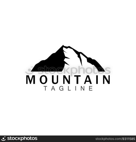 Mountain Logo, Simple Silhouette Design, Nature Landscape Vector Icon, Illustration Template