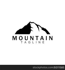 Mountain Logo, Simple Silhouette Design, Nature Landscape Vector Icon, Illustration Template