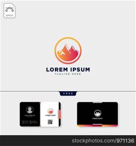 mountain logo template vector illustration and free business card design template. mountain logo template and free business card design