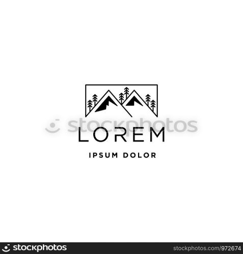 Mountain Logo Vector design landscape symbol. Mountain Logo Vector line design landscape symbol