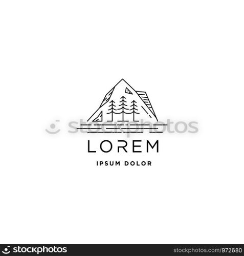 Mountain Logo Vector design landscape symbol. Mountain Logo Vector line design landscape symbol