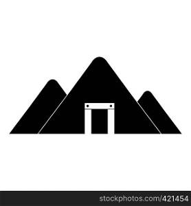 Mountain mine black simple icon isolated on white background. Mountain mine black simple icon