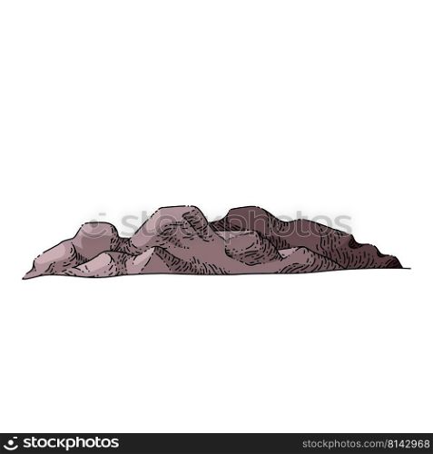 mountain old hand drawn vector. landscape nature, forest valley, adventure climbing, hill explore mountain old sketch. isolated color illustration. mountain old sketch hand drawn vector