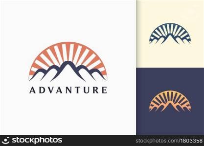 Mountain or adventure logo in modern for exploration or expedition
