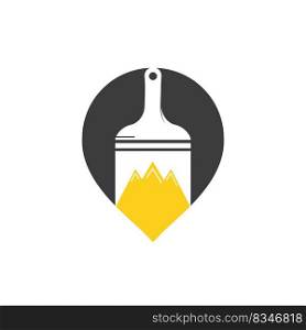 Mountain paint vector logo design template. Mountain and paint brush with pin point icon vector design. 