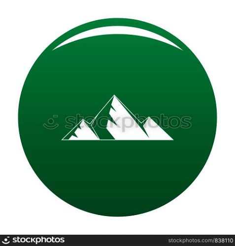 Mountain peak icon. Simple illustration of mountain peak vector icon for any design green. Mountain peak icon vector green