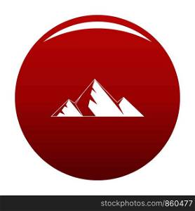 Mountain peak icon. Simple illustration of mountain peak vector icon for any design red. Mountain peak icon vector red