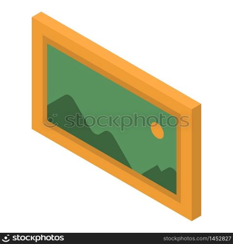 Mountain picture icon. Isometric of mountain picture vector icon for web design isolated on white background. Mountain picture icon, isometric style